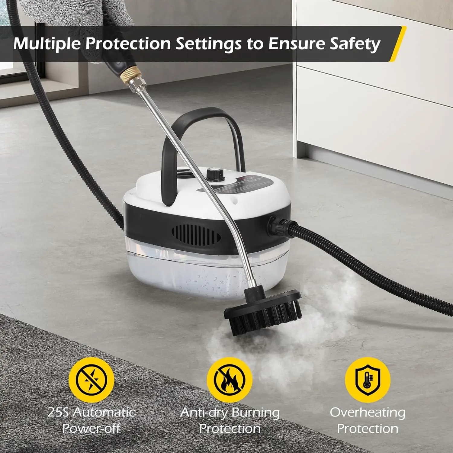 High Pressure Handheld Steam Cleaner for Car Auto Home Kitchen Air Conditioning Detailing Cleaning Portable Steamer