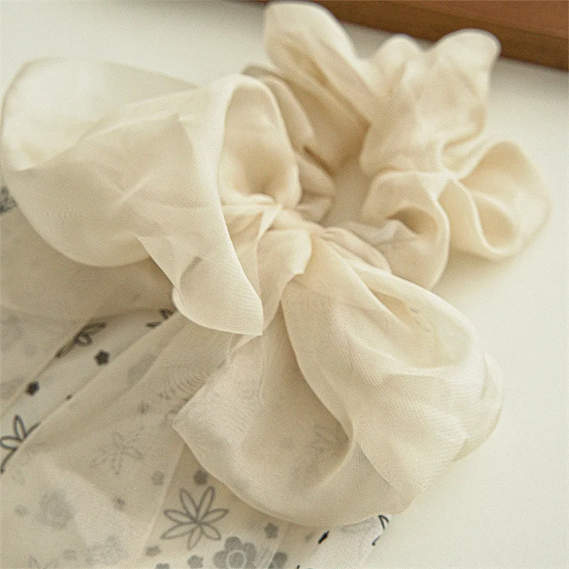 2023 New Summer Chiffon Mesh Yarn Bow Streamer Hair Loop Tied Ponytail Hair Rope Elastic Hair Scrunchies Hair Accessories