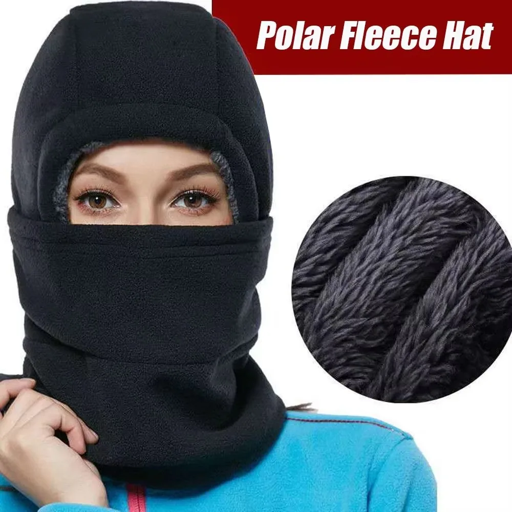 New Thickened Face Mask Neck Warmer Windproof Head Cover Polar Fleece Solid Color Scarf Caps Women Men