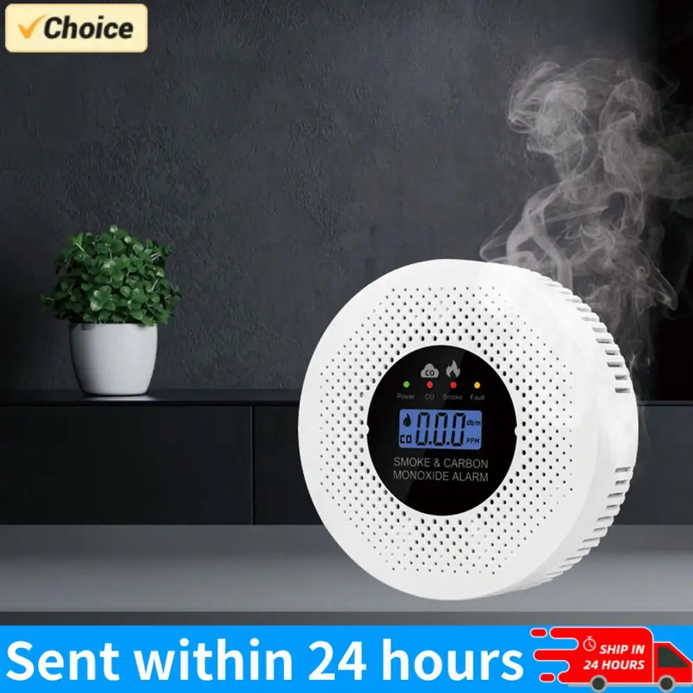 

Smoke and Carbon Monoxide Detector with LCD Display Smoke Detector Powered by Battery for Home Hallways Bedroom