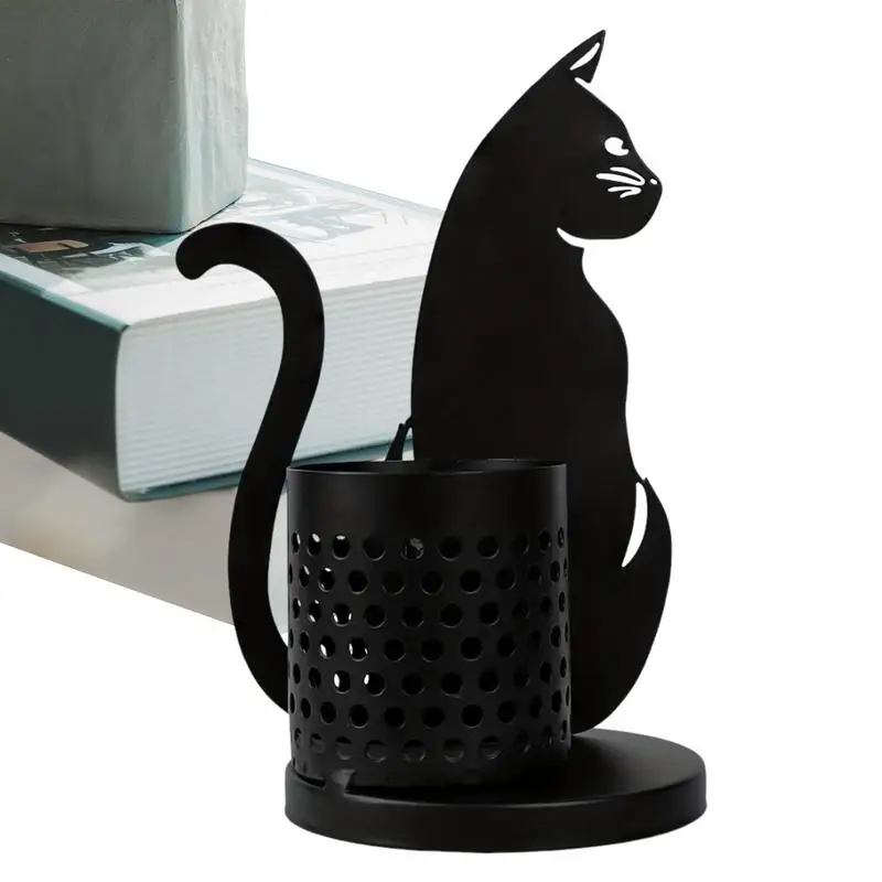 

Makeup Brush Cup Holder Cat Countertop Pencil Stand Art Supply Organizer Creative Desktop Centerpieces Cute Decoration Pen Cups