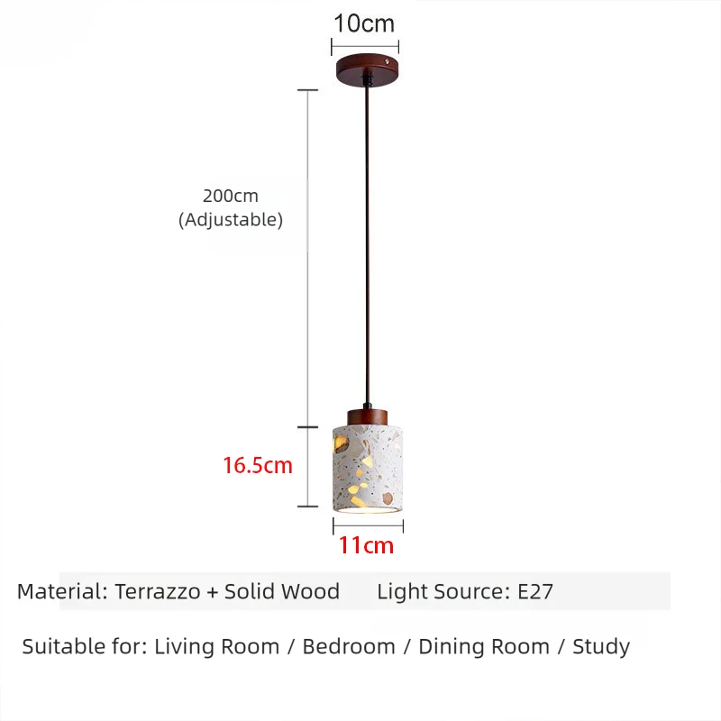 Translucent stone antique small pendant lamp Zen style bedroom bedside table dining room bar counter terrazzo Japanese walnut wo - view 4