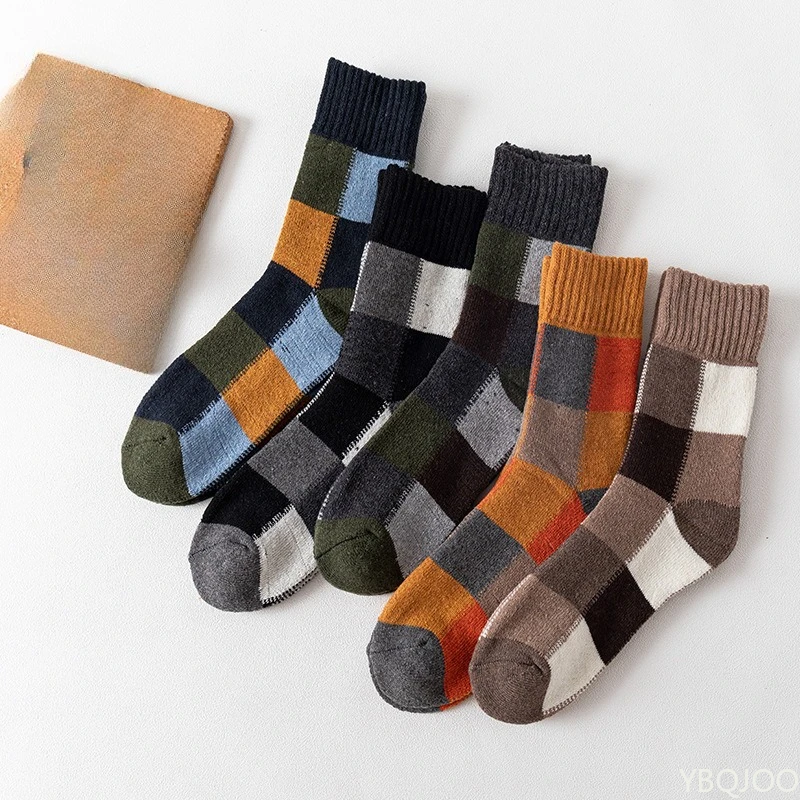 

5 Pairs Lightweight breathable Men's Socks Outdoor Party Compression Socks Fashionab Colorful Square And Stripe Men Socks