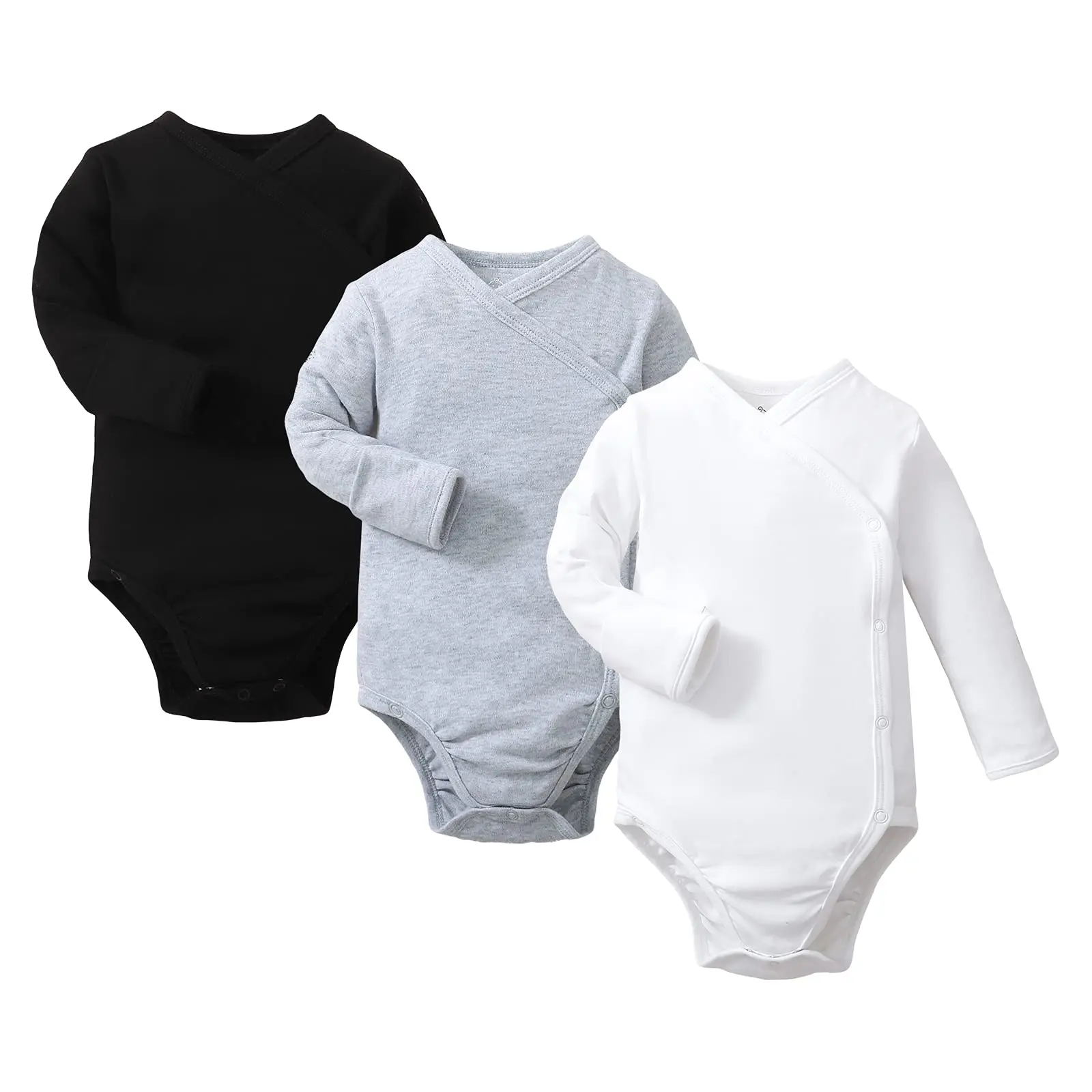 Baby Boy Bodysuit for Newborn Unisex Cotton Long Sleeve Kimono Onesie Side Snap High-Necked NB-12M Designer Customize Clothes