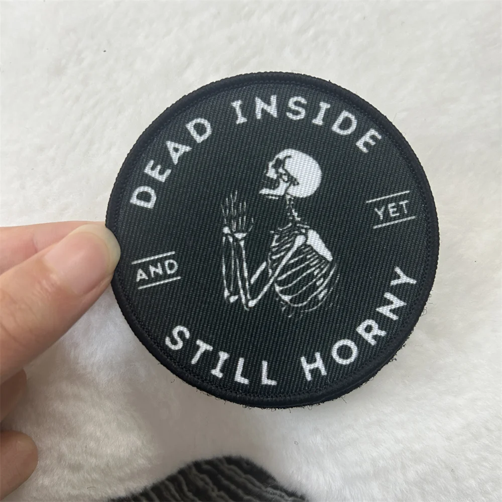 Dead Inside Still Horny Armband Skull Printing Tactical Patch Outdoor Military Equipment Hook and Loop Backpack Stickers