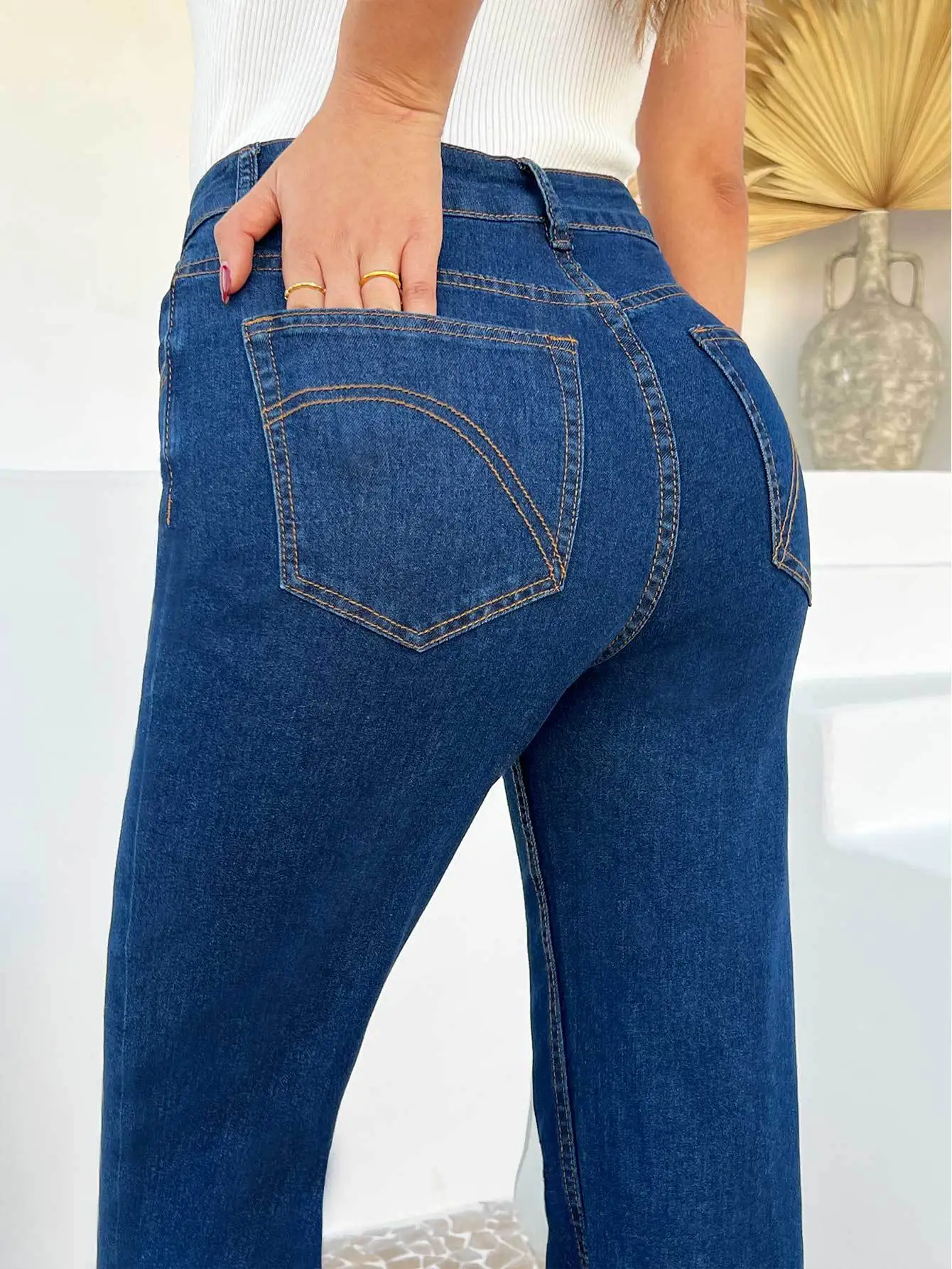 Europejskie i amerykańskie nowe, luźne, wygodne, elastyczne jeansy damskie z prostymi nogawkami