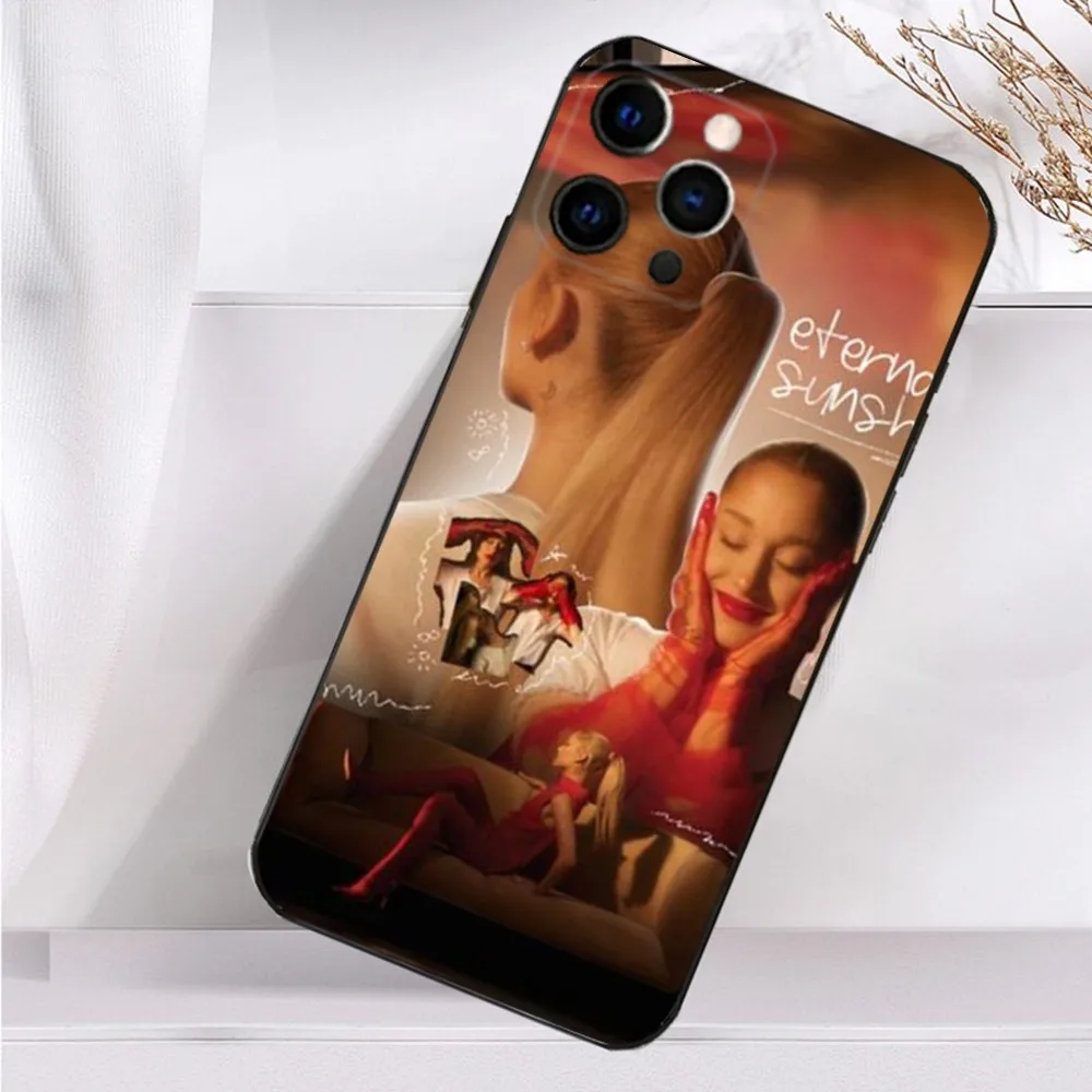 A-Ariana Singer G-Grandes 電話ケース iPhone 16、15、14、13、12、11 Plus、Pro Max、XS、X、XR、SE、Mini、8、7 ソフトシリコンブラックカバー用