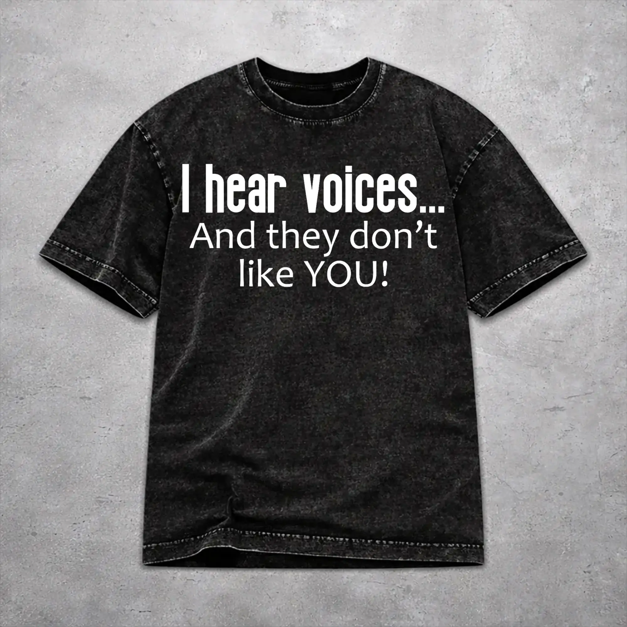 Casual Men Women I KNOW THE VOICES AREN'T REAL Tee Shirt Washed Style  T Shirts Outfits