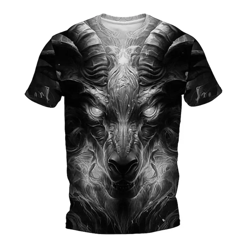 Flame Animal Pattern 3D Printing Fashion Men's Outdoor Sports Short Sleeve T-shirt Plus Size Men's Shirt Casual Personality Tren