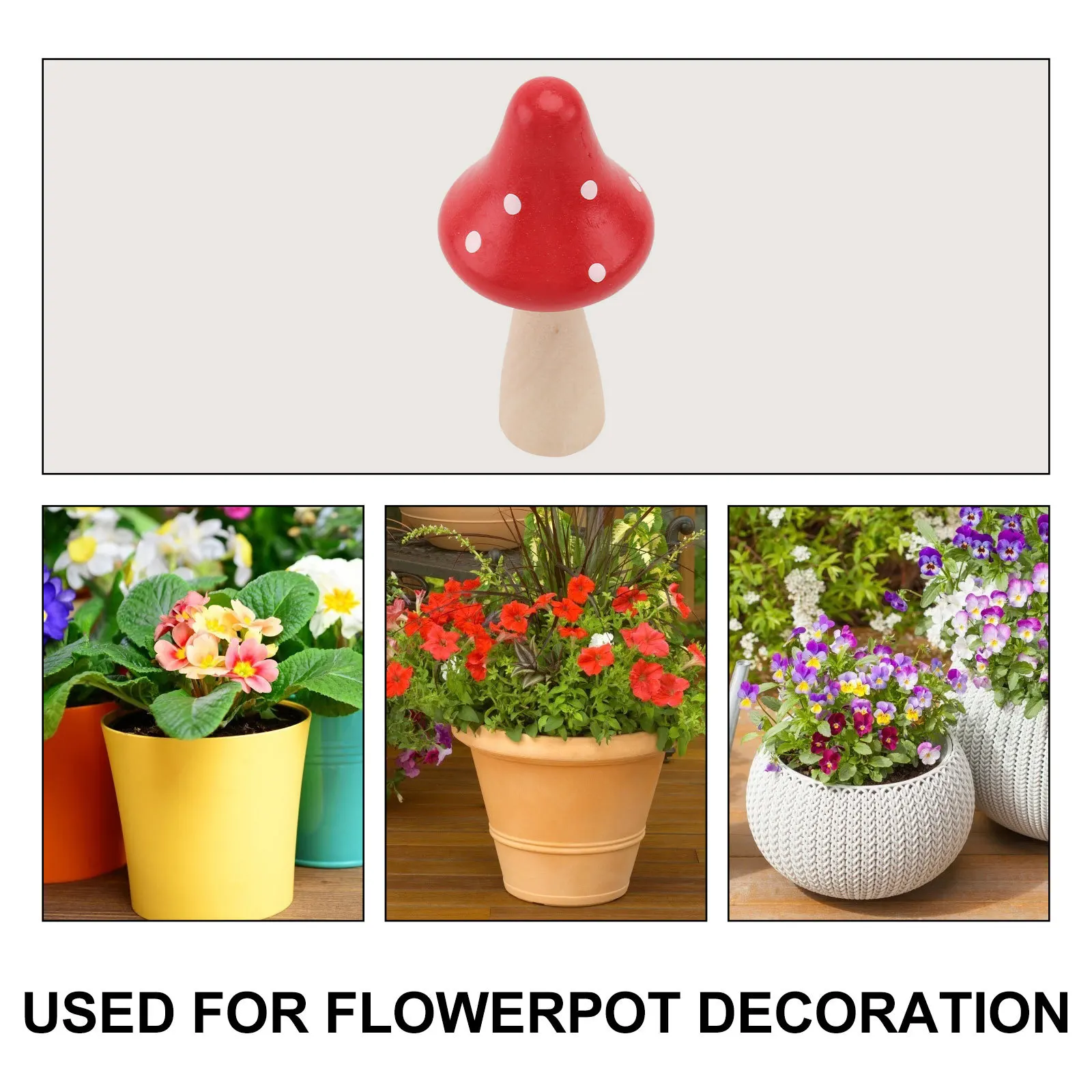 

10Pcs Wooden Mushroom Red Decorative Adornment DIY Landscape Bonsai Ornament Garden Home Decor Wooden Mushroom