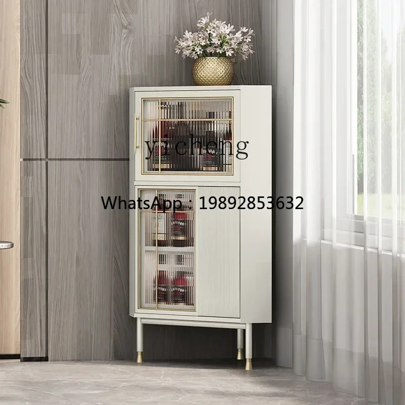 WW bedroom solid wood corner locker living room sensor light fan wine cabinet corner cabinet