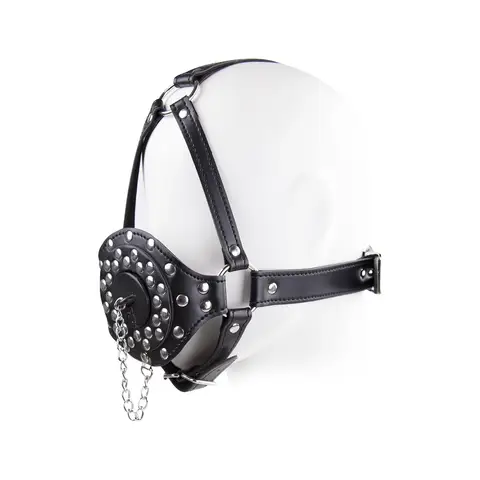 PU Leather BDSM Head Hood Mask Head Harness Open Mouth Gag Gothic Face Cover Unisex Adult Flirting Erotic Game Gear For Couples