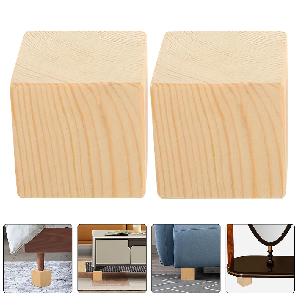 4 Pcs Foot of Bed Heightening Block Heavy Duty Risers Wood Non-slip Furniture Pads Stackable