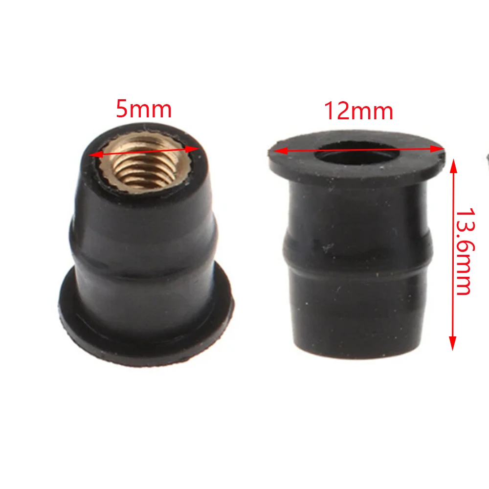 50 Pieces M5 5mm Motorcycle Rubber Good Nuts Brass Nut Screen Fairing Cowl Anodized Aluminum Moto Screws Bolts