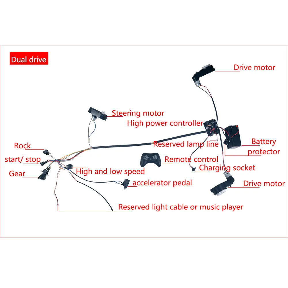 HY2005RX-24V/40A High power line 12V/24V of children's electric vehicle with remote control vehicle harness