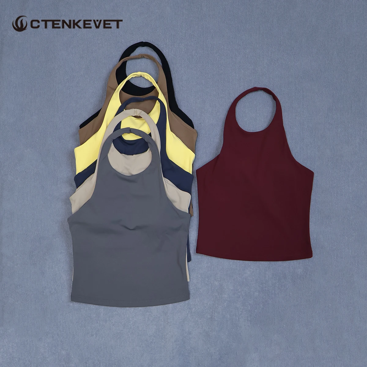 Ctenkevet Women Sports Vest With Built-In Pads Fitness Yoga Top Gym Workout Quick-Drying Neck Strap Style Fitness Sleeveless Top