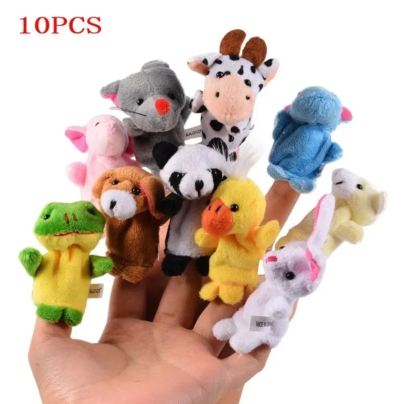 10Pcs Baby peluche Cartoon Animal Family Finger Puppet gioco di ruolo Tell Story Cloth Doll giocattoli educativi per bambini bambini
