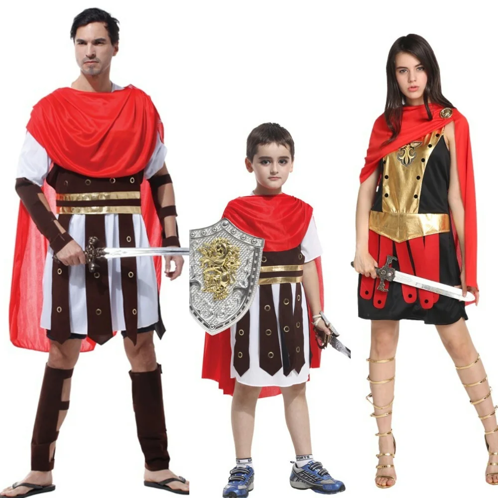 

Umorden Halloween Purim Adult Ancient Roman Greek Warrior Gladiator Costume Knight Julius Caesar Costumes for Men Women Kids