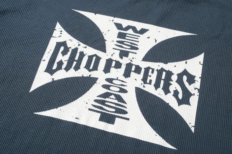 2025 West Coast Chopper Waffle Logo Print Long Sleeve T-shirt American High Street Loose Oversized Vintage Men Cotton T shirt - view 3