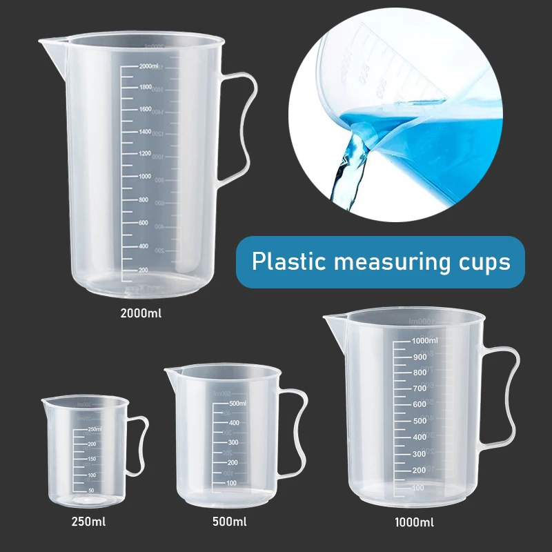 

250ml/500ml/1000ml/2000ml Premium Clear Plastic Graduated Measuring Graduated Container Beaker Laboratory Plastic Tool