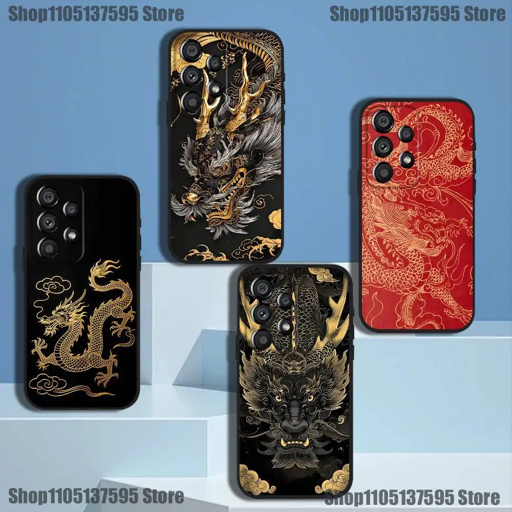 

Luxury Dragon Totem Phone Case For Samsung Galaxy A73,31,32,72,41,53,52,71,22,5G,Note,J7,8,9 Soft Black Cover