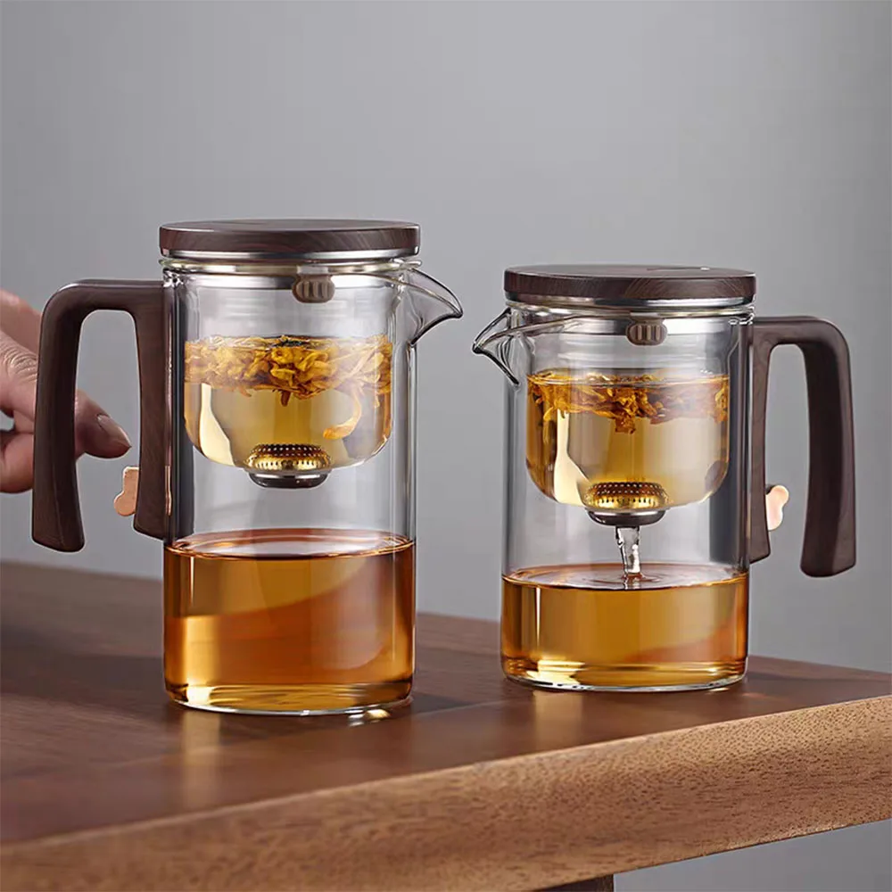 Heat Resistant Glass Tea Pot Kettle Chinese One Click Magnetic Switch Kung Fu Teawear Set Borosilicate Thickening Heatable Pot