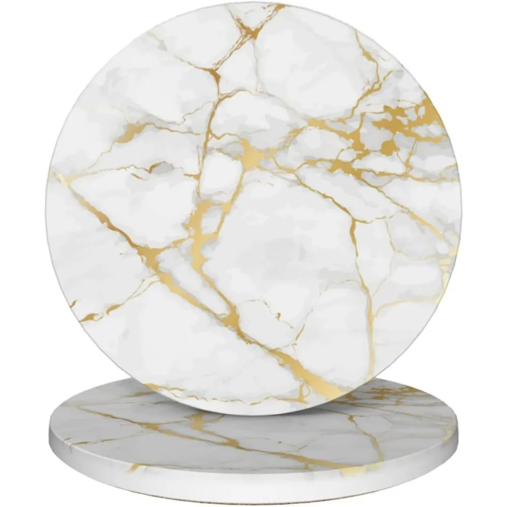 

Coasters For Drinks Marble Cup Coasters Set Of 2 Protection Coffee Table Living Room Office Home Decor (White)