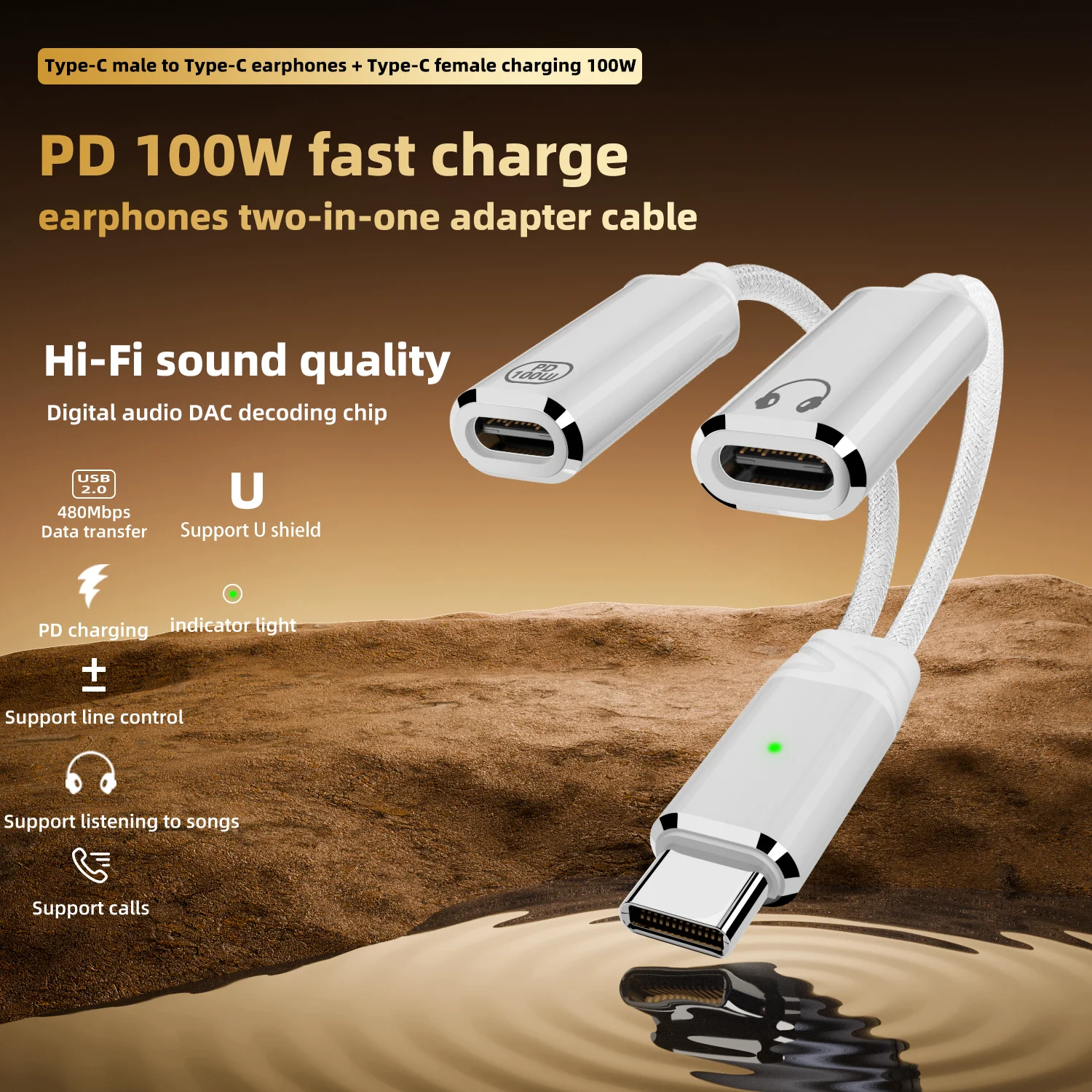 USB C OTG Cable Phone Adapter 2 in 1 Type C to USB A Adapter with PD Charging Port for Samsung Huawei Xiaomi Phone Laptop Tablet