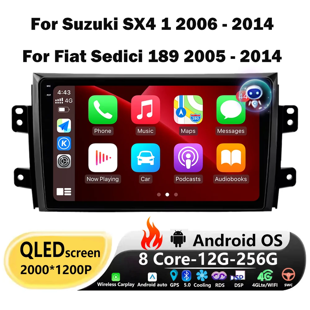 

Car Radio Multimedia Player GPS Navigation For Suzuki SX4 1 2006 - 2014 For Fiat Sedici 189 2005 - 2014 Android 16 Auto Carplay