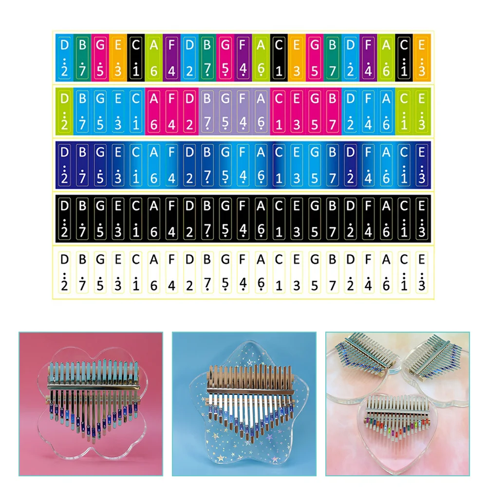 

5pcs Kalimba Piano Note Stickers 17-Notes Thumb Piano Learning Decals For Beginner Scale Sticker Kit Music Supplies Pvc Safe