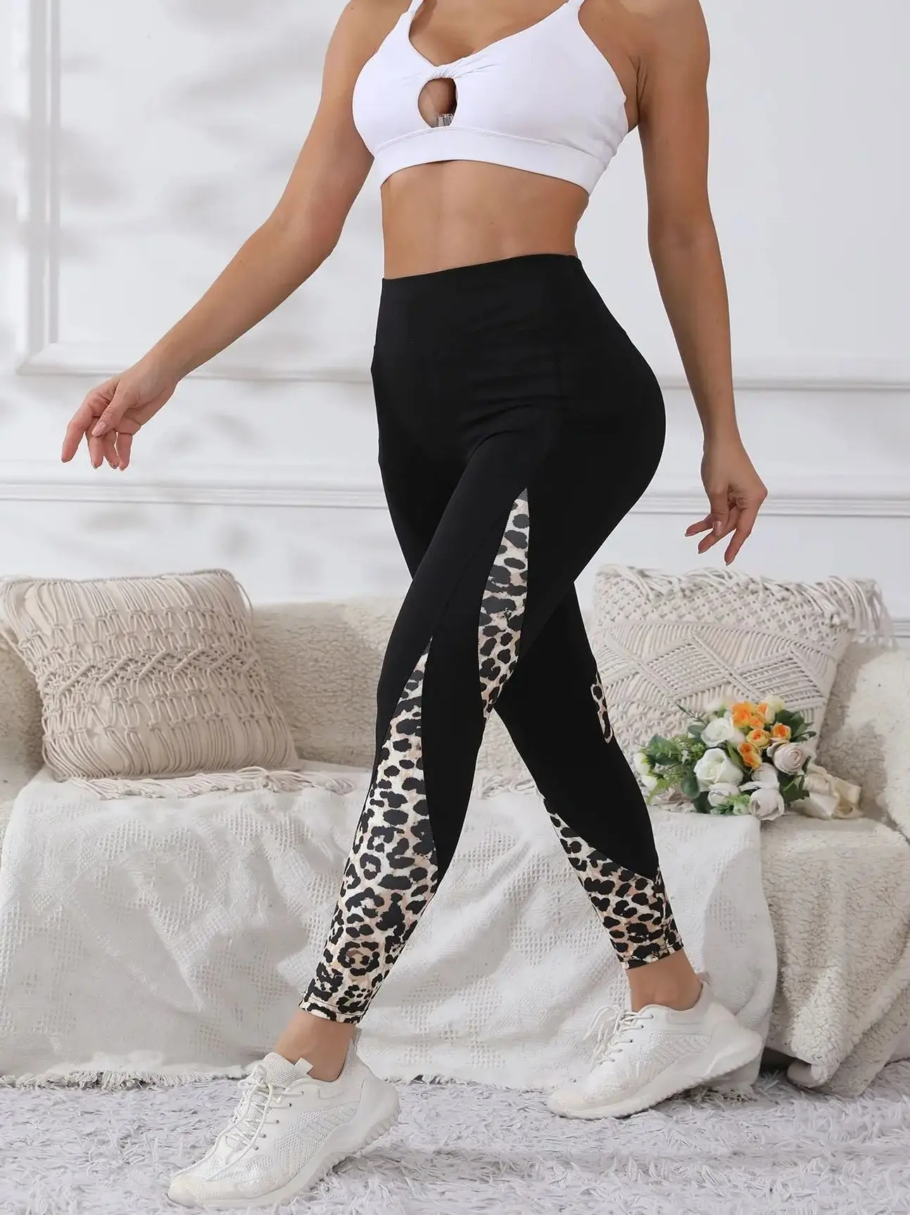 

Ladies High-Waist Comfortable Soft Leopard Print Leggings for Running Fitness Outerwear Sport Pants