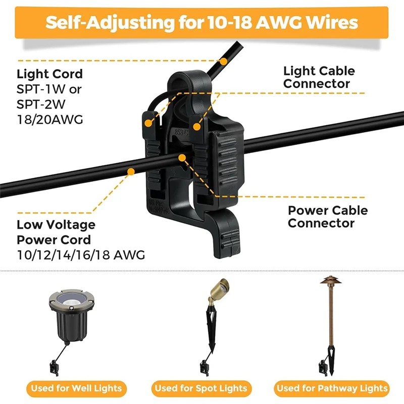 

FYBL-Waterproof Cable Connectors(5 Pack) Low Voltage Wire Connectors For Landscape Lighting- For 10/12/14/16/18 Gauge Wires