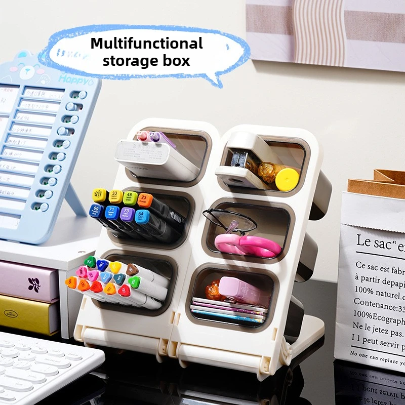 1/2 Piece Detachable Slant Insert Pen Holder, Home Desk Pen Box, Office Desktop Pen Stand, Multi-layer Student Stationery Box