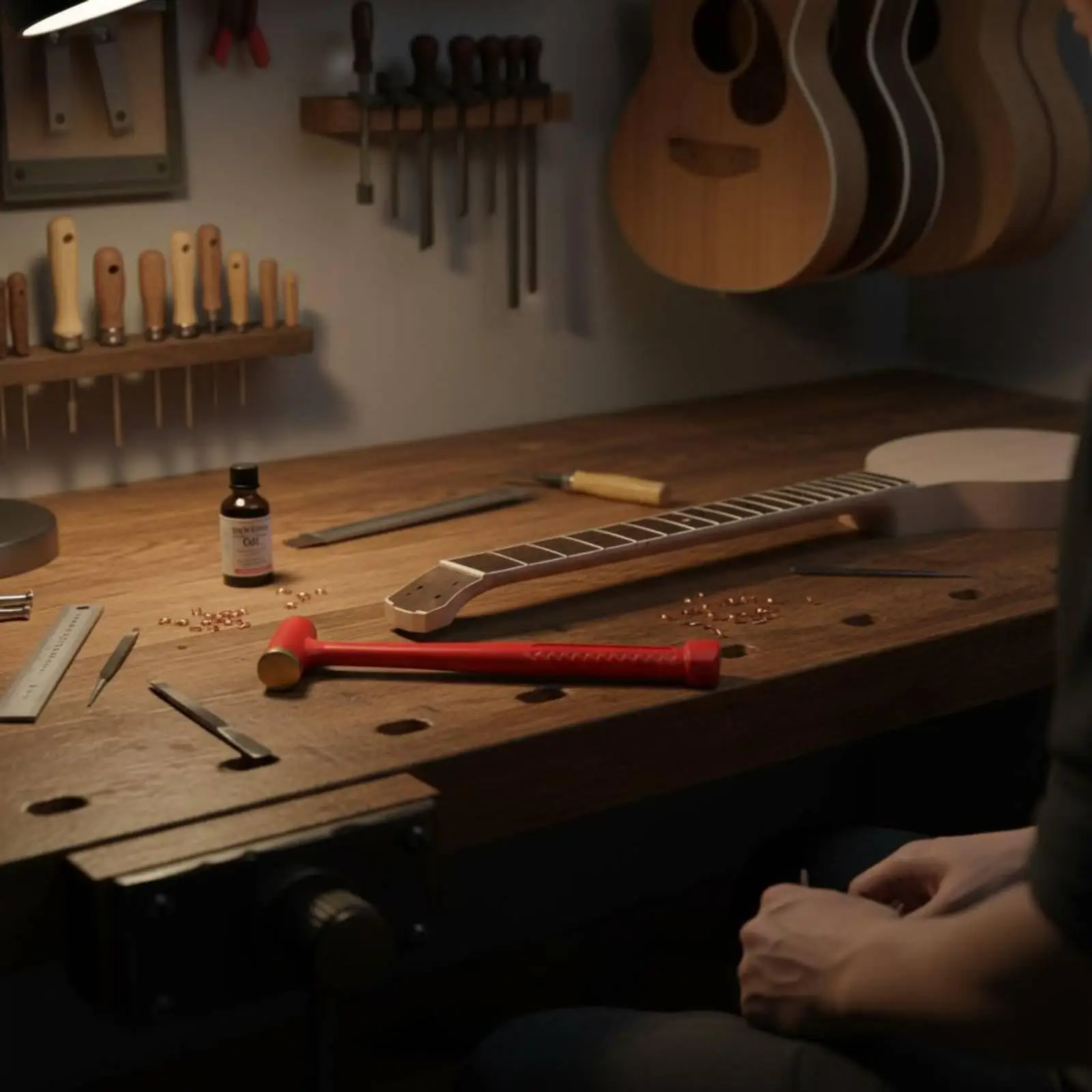 Double-Head Fret Tool Non-Marring Heads Guitar Fret Installation Anti-Skid Handle Instrument Repair Gear for Luthiers, Workshop