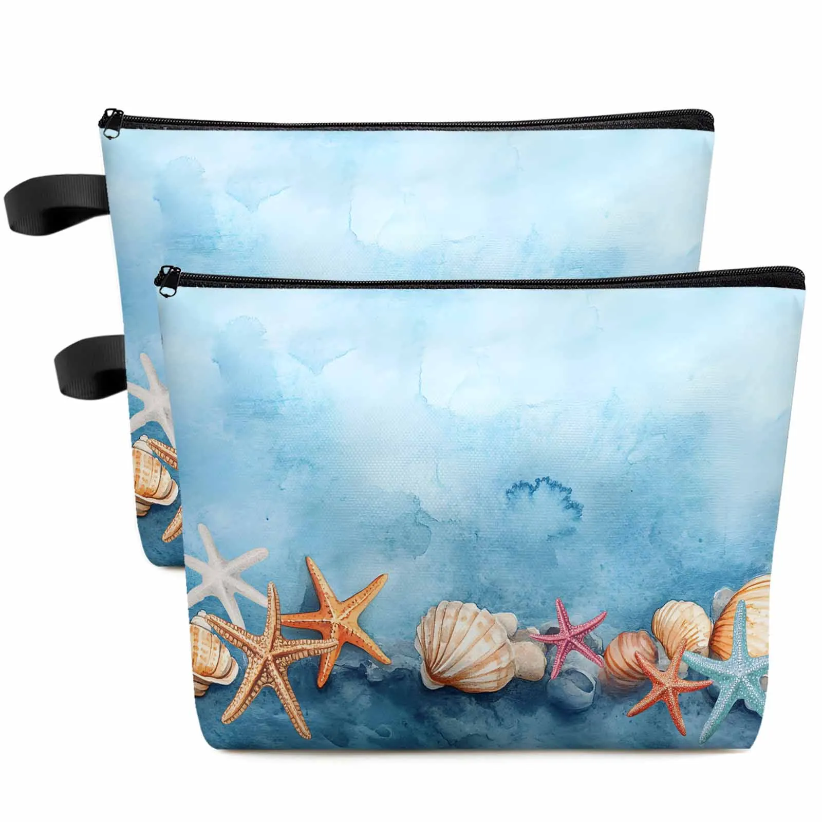 

Blue Starfish Shell Ocean Makeup Bag Pouch Travel Essentials Lady Women Cosmetic Bags Toilet Organizer Storage Pencil Case