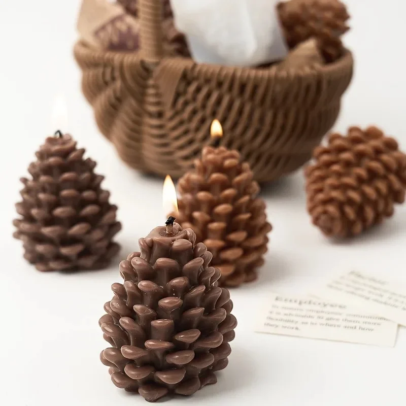 DIY 3D Pine Cone Silicone Candle Mold Handmade Simulated Pine Cone Aromatherapy Mold Christmas Tree Pendant Craft Gift Party Dec
