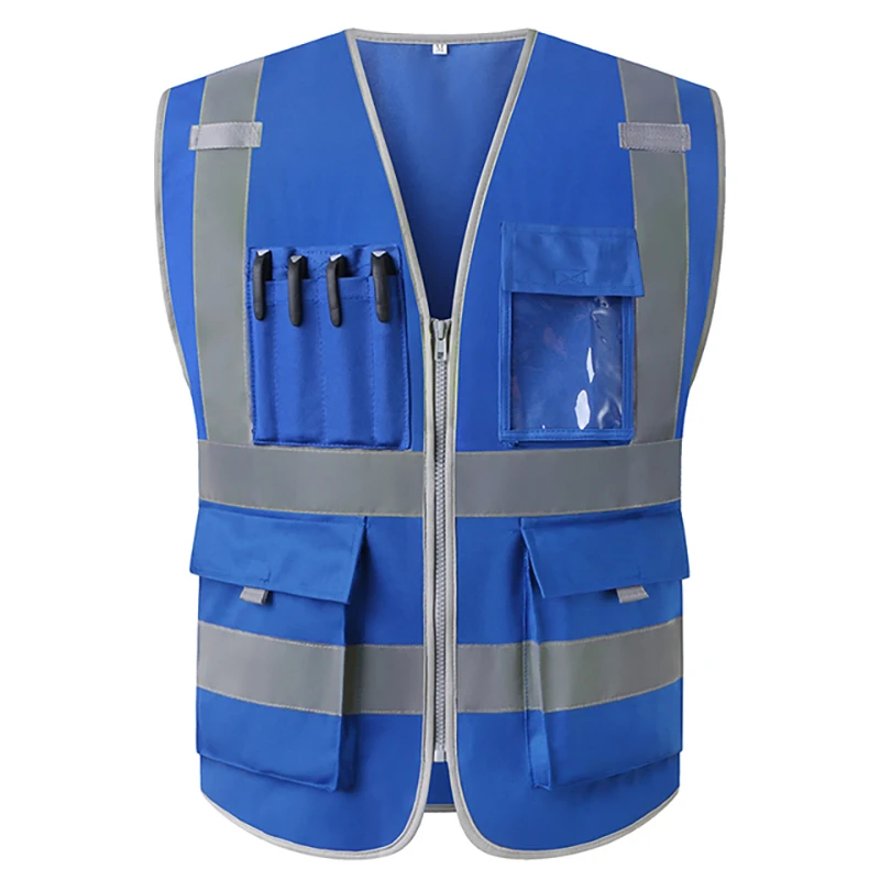 Reflective Safety Vest For Men High Visibility Security With Pockets Zipper Front Meets ANSI/ISEA Standards