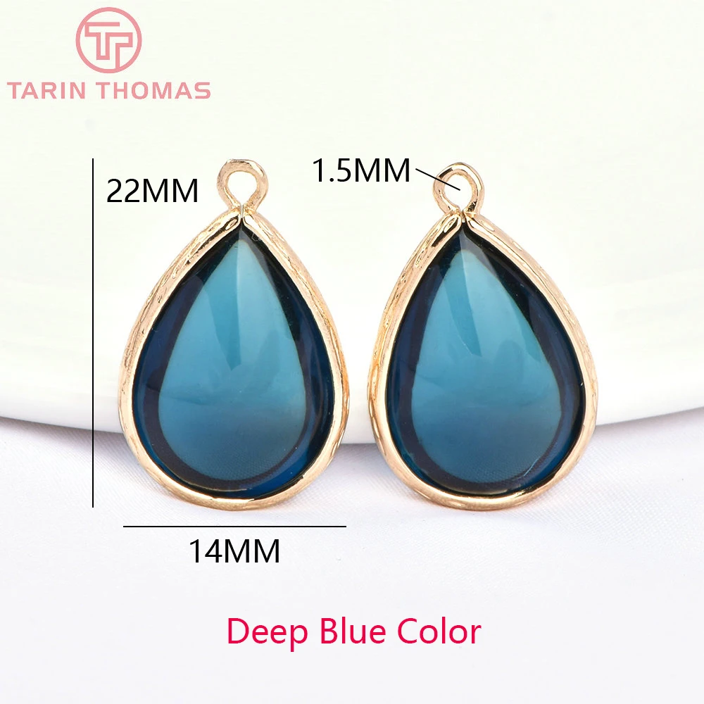 (4122)10PCS 22x14MM 24K Champagner Gold Farbe Messing und Glas Tear Drop Form Charms Anhänger Diy schmuck Erkenntnisse Zubehör – Detail 8