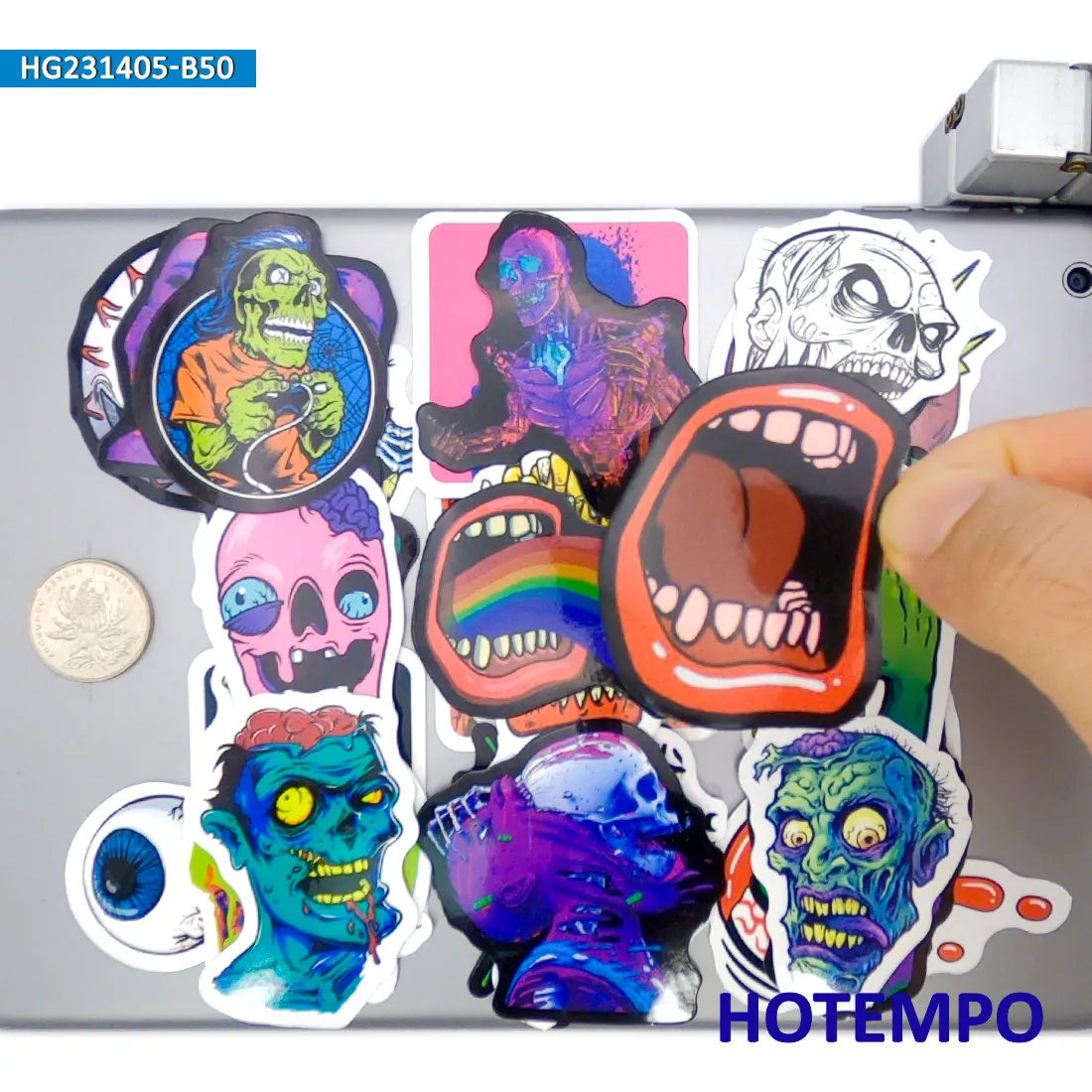 Horror Gothic Stickers, Halloween Art Style, Demon Skull Monster, for Laptop Car Phone Motorcycle, Fun Sticker Pack, 20/30/50PCS
