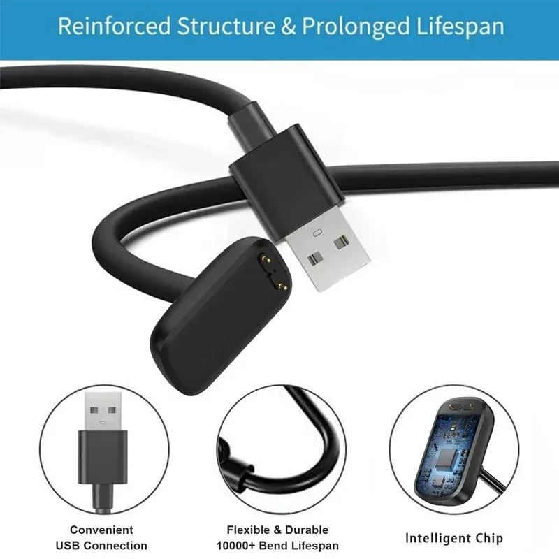 Caricabatterie da 3,3 piedi per Fitbit Charge 5/Charge 6/Cavo di ricarica Luxe Cavo di ricarica USB sostitutivo Supporto dock con forte magnete