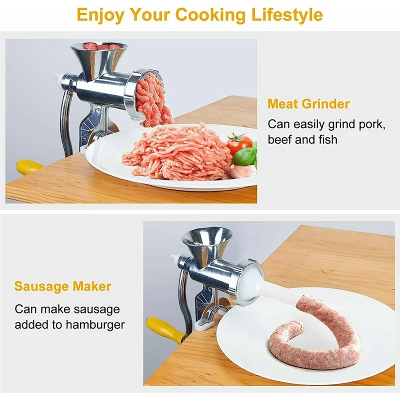 Manual Meat Grinder Aluminum Alloy Meat Mincer Sausage Stuffer Filler Maker Household Pork Mincer Hand Operated Tools