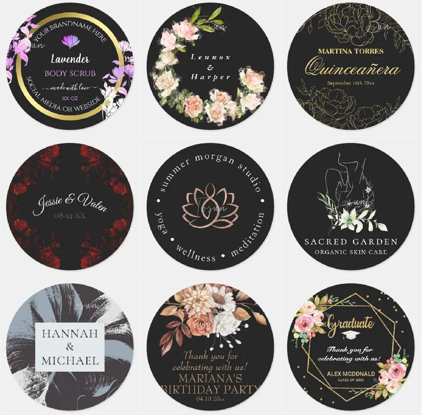 Customized Premium Black Party Sticker Thank You Sealing Sticker Wedding Gift Label Decoration