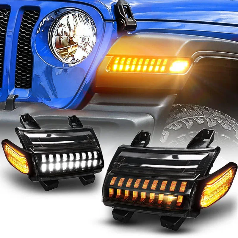

Led Turn Signal For Jeep JL Offroad Rubicon Sahara 2018+ Running Light Side Maker Lights Front Fender Flare Light Car Accessory