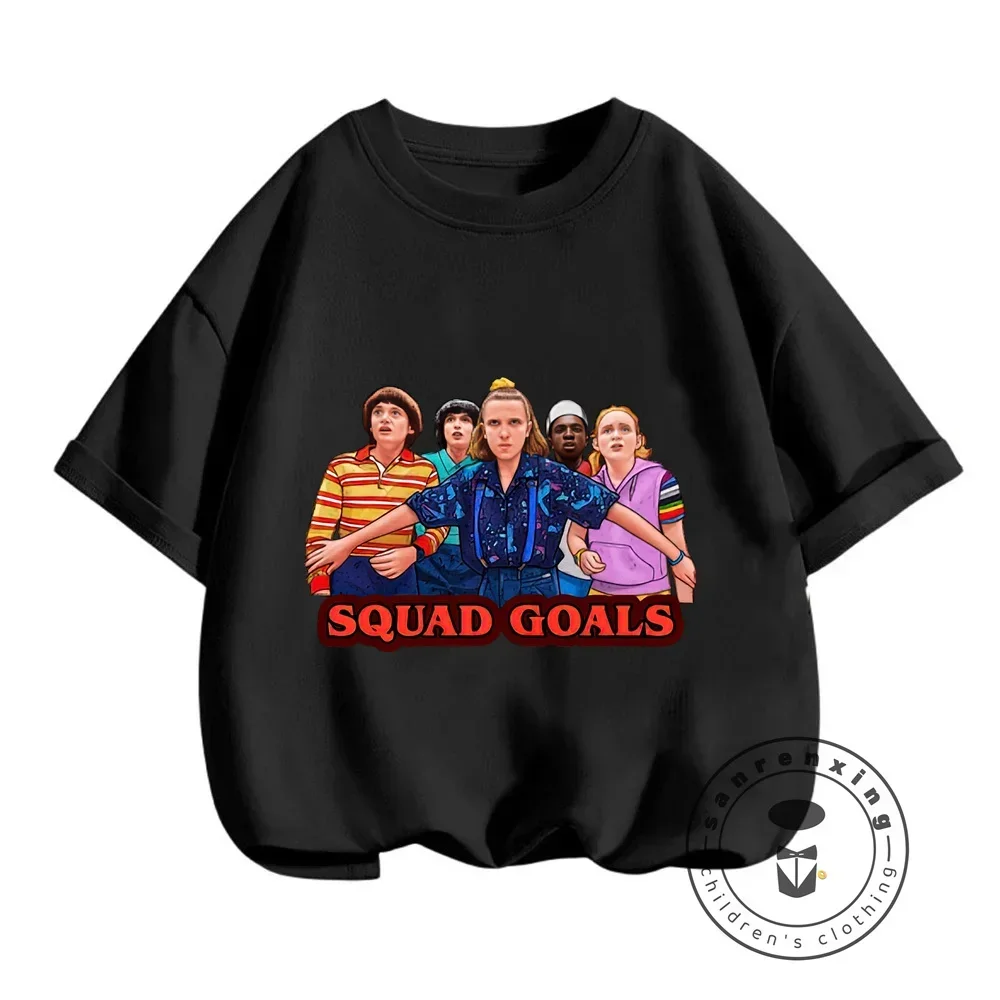 New in! Summer-ready Stranger Things Cartoon Prints Fashionable O-neck T-shirts for Boys and Girls Affordable Soft Stylish