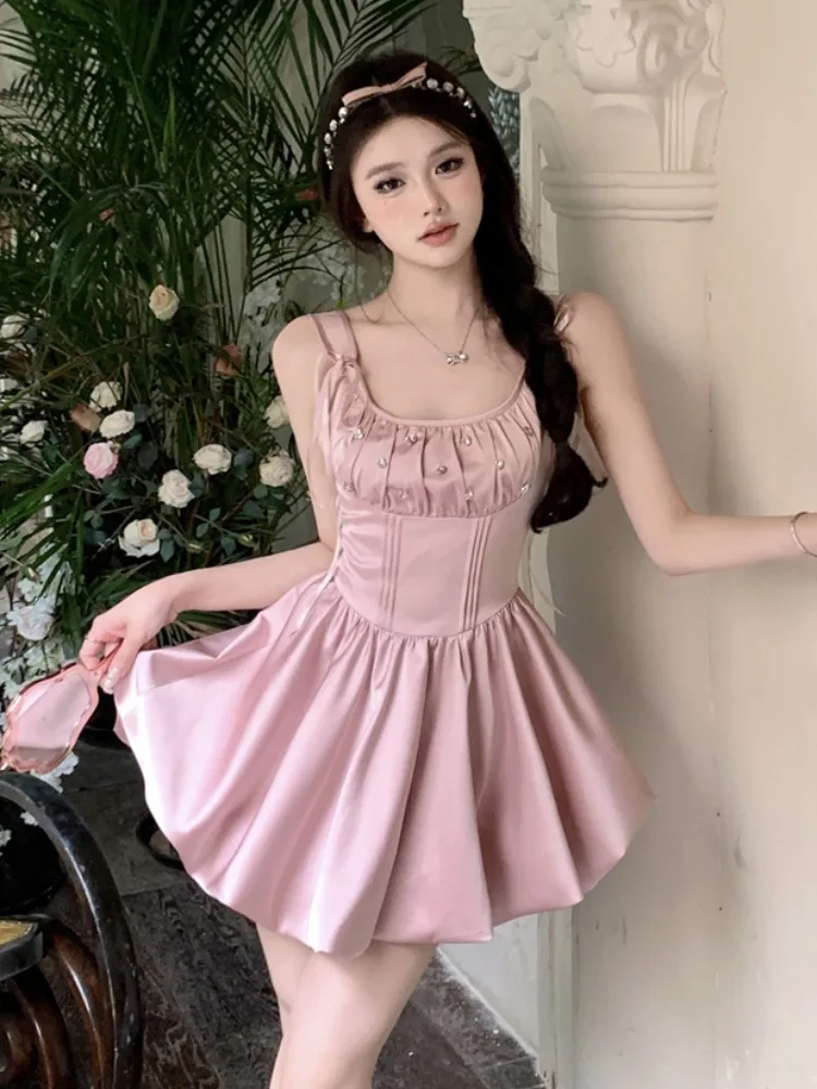 

Elegant Pure Desire Girl Spring Sexy Sweet Strapless Ball Gown Dress Women's Luxury Sensation Floral Bud Commuter Korean Style
