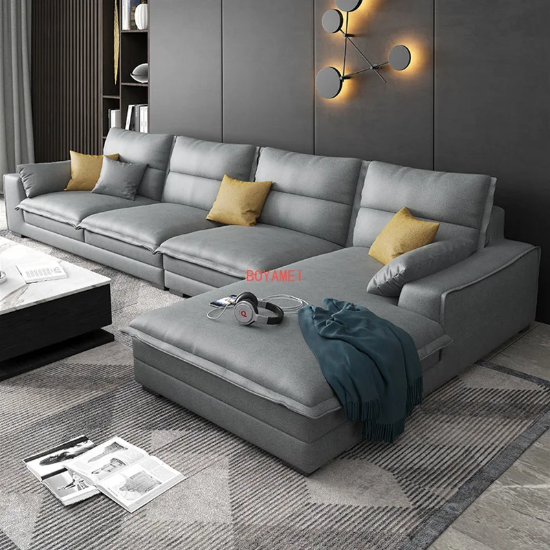 Wash free technology cloth sofa living room Italian minimalist size house type removable modern simple Nordic cloth sofa