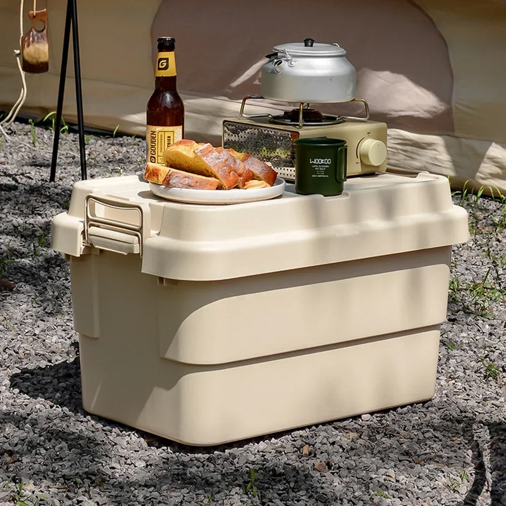 Camping Storage Box 60l Vehicle Use Large Storage Box Outdoor Travel Trunk Large Capacity Storage Organizer Simple Camping Table