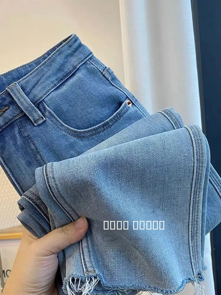 

Легкие джинсы прямого кроя для женщин, маленький размер, брюки-«французский хлеб», весна-лето, тонкие, стройнящие, джинсовые, с высокой талией, длина до щиколотки...