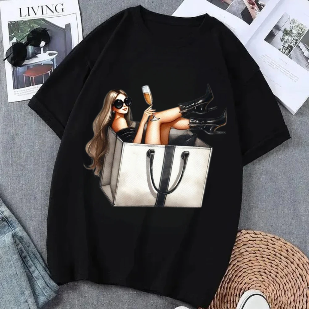 Luxury Fashion High Heels Shoes Print Women T Shirt Summer Funny 90s Hip Hop Punk T Shirt Hipster Streetwear T-shirt Clothes