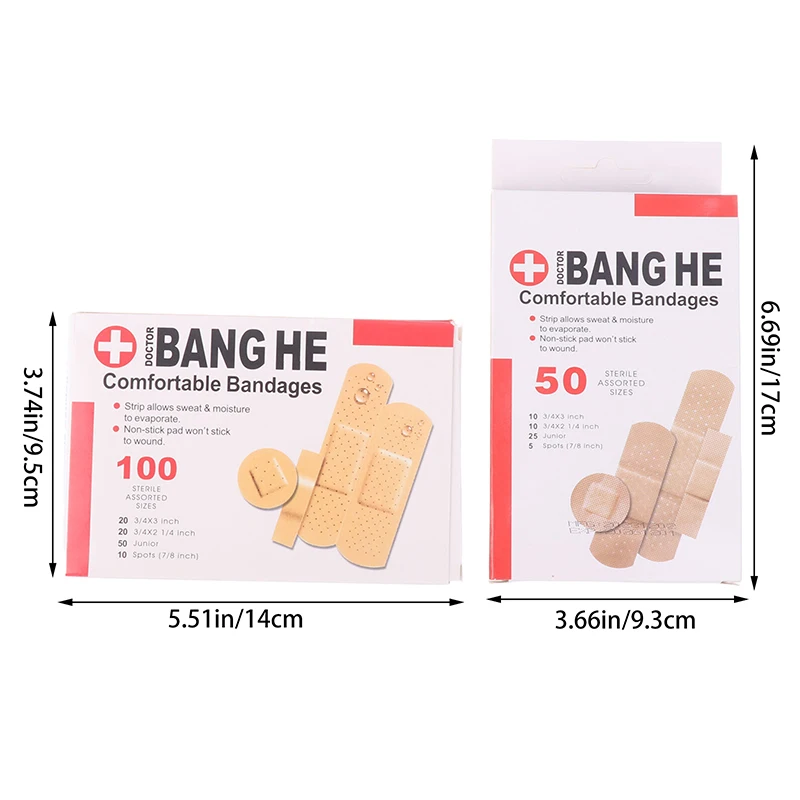 50/100 個防水バンドエイド包帯応急処置医療抗菌創傷絆創膏 4 サイズホーム旅行緊急キット